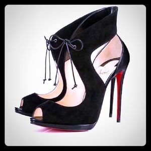 Christian Louboutin Black Campanina 120 Suede Pump